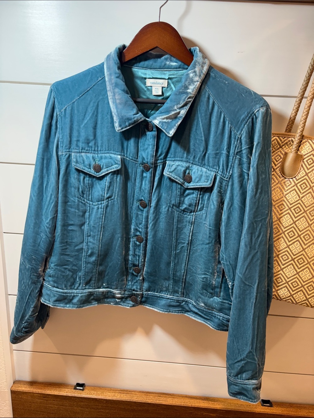 PXL Sundance Teal Velvet Jean Jacket